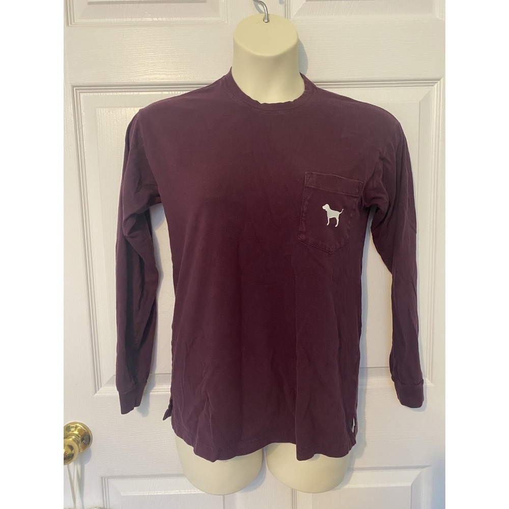 Victoria's Secret Women's Long Sleeve Tee Shirt Love Pink‎ Dark Purple XS